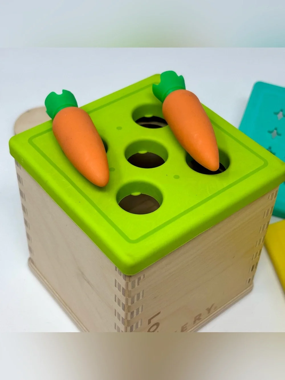 Lovevery Coin Bank Carrot Drop Box Wooden Learning Toy Montessori Babbler Kit